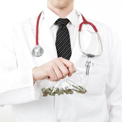 vermont doctor holding bag of medical cannabis