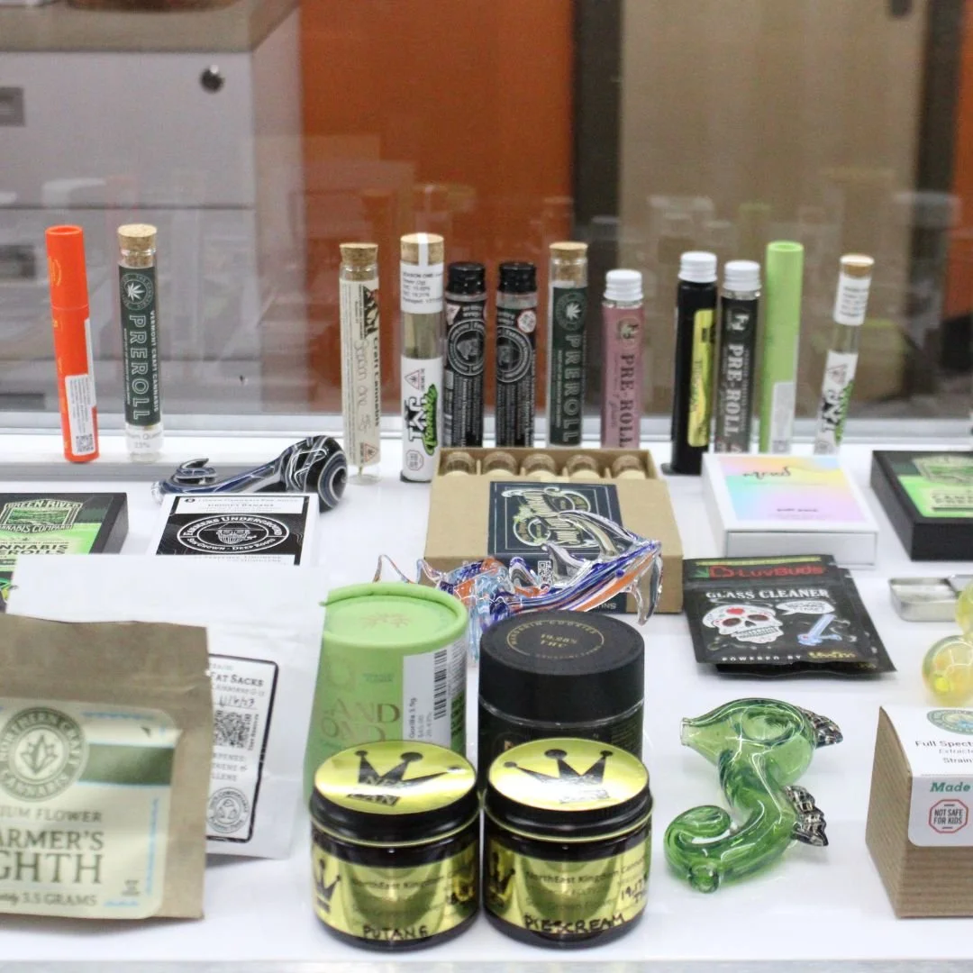 display of cannabis products on sale at mountain girl cannabis